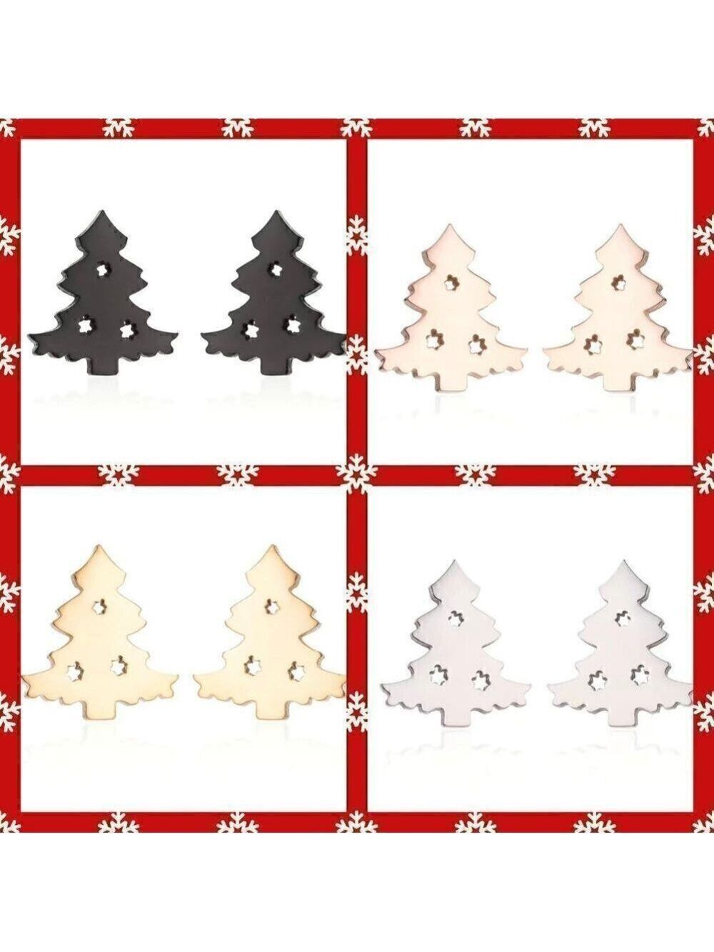 Christmas Tree Stainless Steel Stud Small Earrings #1146